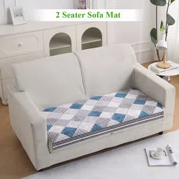 HOKIPO LiefNest Diamond Slate Grey Printed Holland Velvet 2 Seater Sofa Mat With Filling-image-27