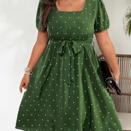 DressBerry Curve Women Solid Sequined Fit & Flare Knee lengthDress-picture-26