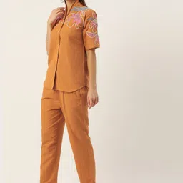Kaftanize Tangerine Twist Thread Work Top With Trousers Co-Ords image 3