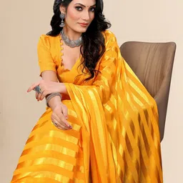 Moda Rapido Striped Printed Satin Saree With Unstitched Blouse Piece-picture-30