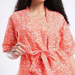 glitchez Floral Printed 3-Piece Night suit image 3