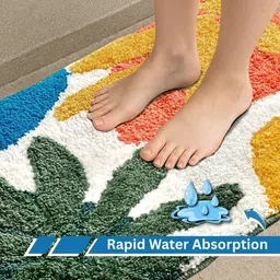 FABINALIV Green & Yellow Floral Anti-Skid Skin-Friendly Extra Soft Doormat image 4