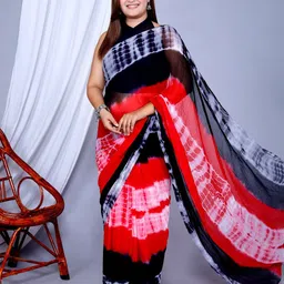 VL SAREES Tie and Dye Pure Chiffon Leheriya Saree image 3