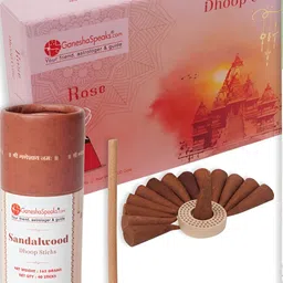 GaneshaSpeaks 15Pcs Brown Rose Dhoop Cones & Sandalwood Dhoop Stick, Jasmine Incense Stick-image-29