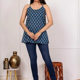 Deeps Fashion Floral Printed Sleeveless Pure Cotton Straight Kurtis-picture-25