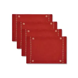 Fabindia 9 Pieces Red & White Cotton Ahava Embroidered Table Linen Set image 4