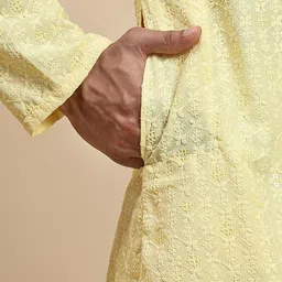 Pro-Ethic STYLE DEVELOPER Men Floral Embroidered Sequinned Jacquard Kurta image 4