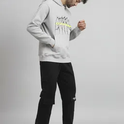 GRIFFEL Men Typography Printed Hood Fleece Pullover Sweatshirt image 5