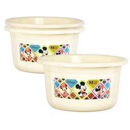 Aura Cream-Coloured 3 piece Abstract Plastic Bath Accessories Set-image-2