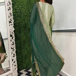 KALINI Floral Woven Design V Neck Kurta With Trousers & Dupatta image 4