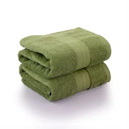 Himeya Olive Green 2 Pieces Pure Cotton 500 GSM Bath Towels-image-11