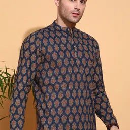 FUBAR Men Geometric Printed Thread Work Kurta image 2