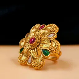 JYONA Gold-Plated Artificial Stones Studded Adjustable Finger Ring-picture-17