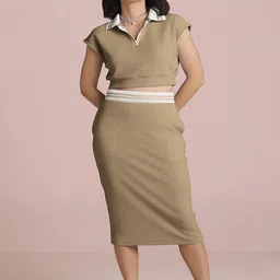 Muvazo Breezy Texture Pencil Midi Skirt image 4