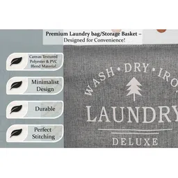 Stylista Grey Printed Durable & Foldable Laundry Bag with Handle image 4