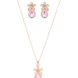 Asthetika Gold-Plated Crystal & Diamond Stone-Studded Jewellery Set image 4