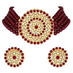 I Jewels Gold-Studded Stone-Studded & Beaded Jewellery Set image 2