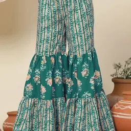 Sangria Girls Floral Printed StraightKurta And Sharara image 5