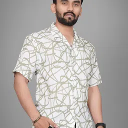 Metronaut Men Regular Fit Cuban Collar Abstract Printed Casual Shirt image 2