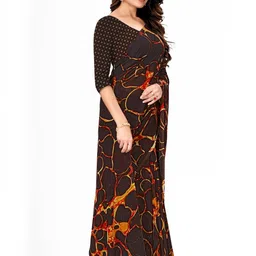 KANOODA Geometric Printed Pure Georgette Saree image 1