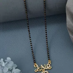 Laksh Enterprise Artificial Stones Studded & Beaded Heart Shaped G Alphabet Mangalsutra-image-47