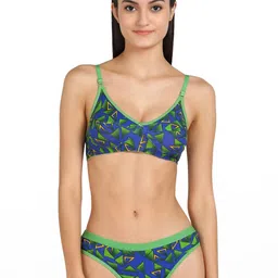 samvar Women Black,Green Cotton Bra Panty Set for Lingerie Set Undergarments Pack of 2-picture-38