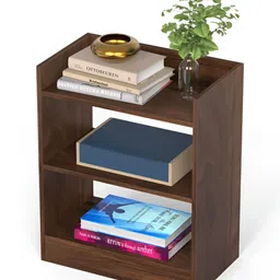 bluewud Brown Wooden Rectangle Bedside Table image 4