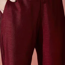 Sangria Women Floral Embroidered V-Neck Straight Kurta & Trousers With Dupatta image 2