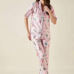 The Kaftan Company Women Conversational Printed Night suit image 2