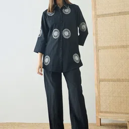 ZUMMER Embroidered Shirt Collar Shirt With Trousers Co-Ords-picture-19