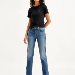 levi's Women's 314 Blue Straight Fit High Rise Jeans image 2
