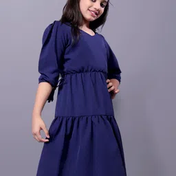 Aarya Designer Women Bishop Sleeve Tiered Fit and Flare Midi Dress image 5