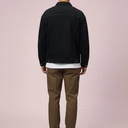 Mast & Harbour Men Spread Collar Solid Denim Jacket image 4