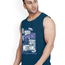 SLOWLORIS Men Pack of 2 Printed Gym Vests VSL26 CMB(LOOK NAVY)(OVRTNK PEACOCK) image 3