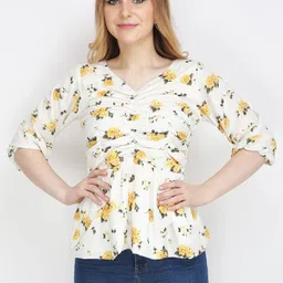 CORSICA Floral Print Crepe Peplum Top-picture-37