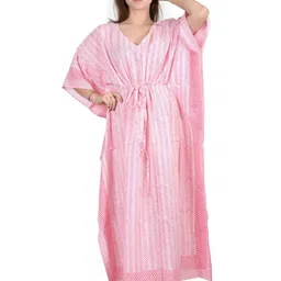 Fabric Venue cotton kaftans Women Geometric Printed Kimono Sleeve Kaftan Maxi Dress-picture-26
