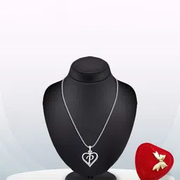 Heer Collection Silver-Plated Heart Shaped Pendants with Chains-picture-25