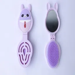 Beutifly Kids Glossy Foldable Paddle Hair Brush With Mirror - Purple image 3