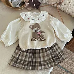 FOREVER FRIDAY Girls Checked Top with Skirt-image-63