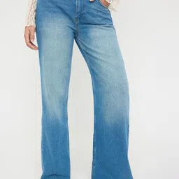 Trendyol Women Wide Leg Mid-Rise Light Fade Pure Cotton Jeans-picture-7