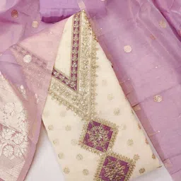 LeeliPeeri Designer Floral Embroidered Unstitched Dress Material image 2