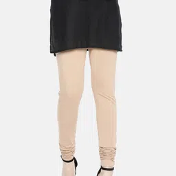 Dollar Missy Women Cream Solid Slim Fit Churidar Length Cotton Leggings-picture-28