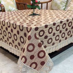 Dakshya Industries Beige Coin Printed PVC Square 8 Seater Table Cover-picture-46