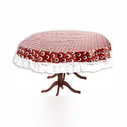 Stylista White & Maroon Printed  2.28 m x 1.52 m Waterproof Oval Table Cover-picture-17