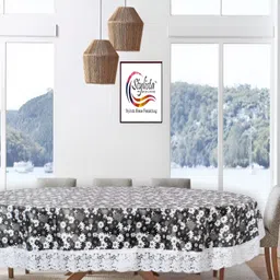 Stylista Grey & White Floral Waterproof Oval 8-Seater Table Cover-picture-39