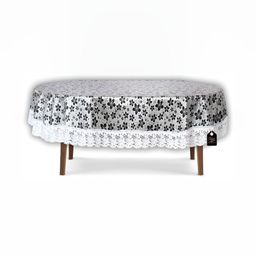 Stylista White Waterproof Floral Print Oval 10 Seater Table Cover-picture-43