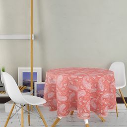 Texstylers Pink Anti-Slip Floral Cotton Round 4-Seater Table Cover-picture-9