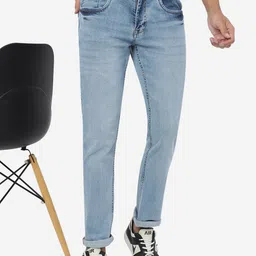 Greenfibre Men Clean Look Mid Rise Heavy Fade Cotton Slim Fit Stretchable Jeans image 1