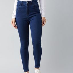 DOLCE CRUDO Navy Blue Skinny Fit High-Rise Stretchable Jeans-picture-43
