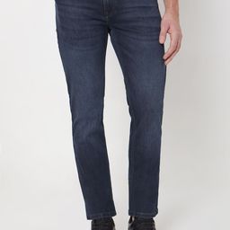 Mufti Men Slim Fit Light Fade Clean Look Whiskers Stretchable Jeans-picture-29
